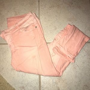 Decree Super Skinny Stretch Peach ripped jeans
